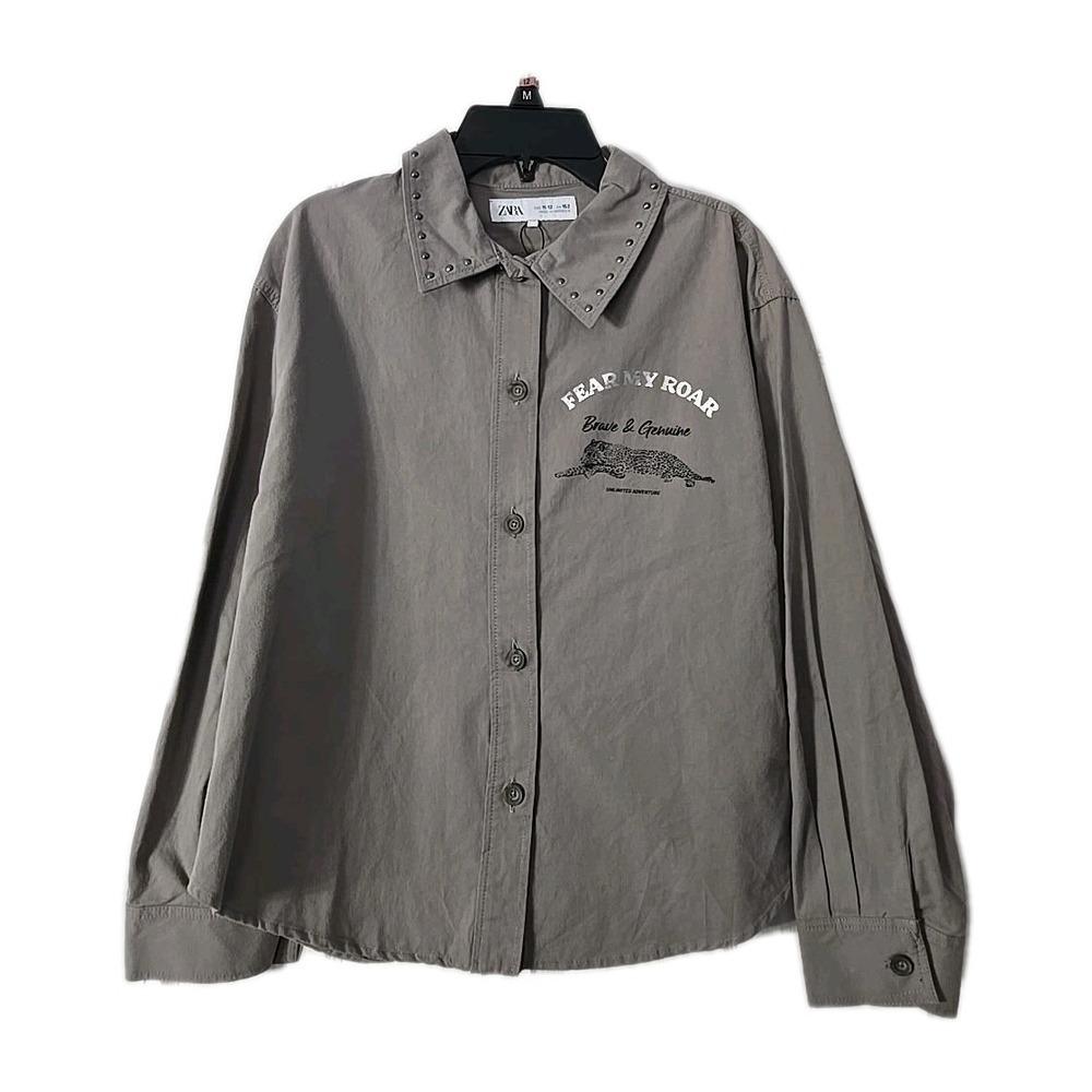 Zaba Girls Long Sleeve‎ Safari Shirt Size 11/12 Grey